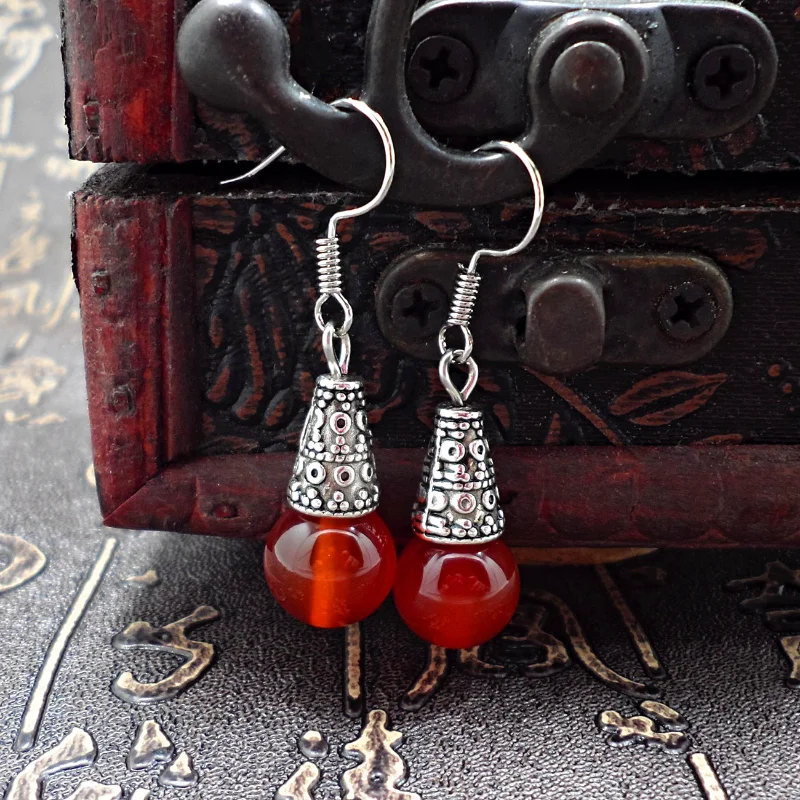 

Fashion Retro Stone Dangle Earrings For Women Ethnic Waterdrop Drop Earrings Female Statement Earhook Jewelry Gift