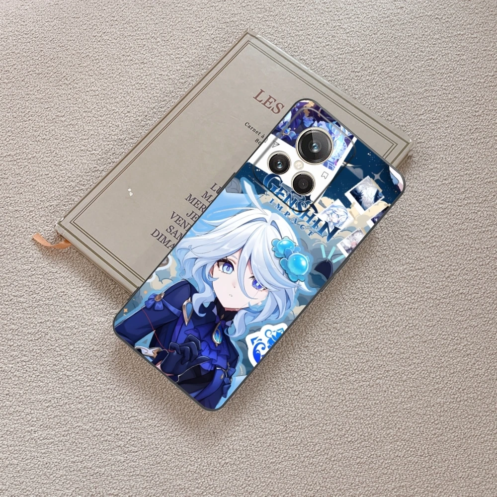 Черный мягкий чехол для телефона Genshin Impact искусственная кожа Realme GT 2 9i 8i 7i Pro X50 X2 C35