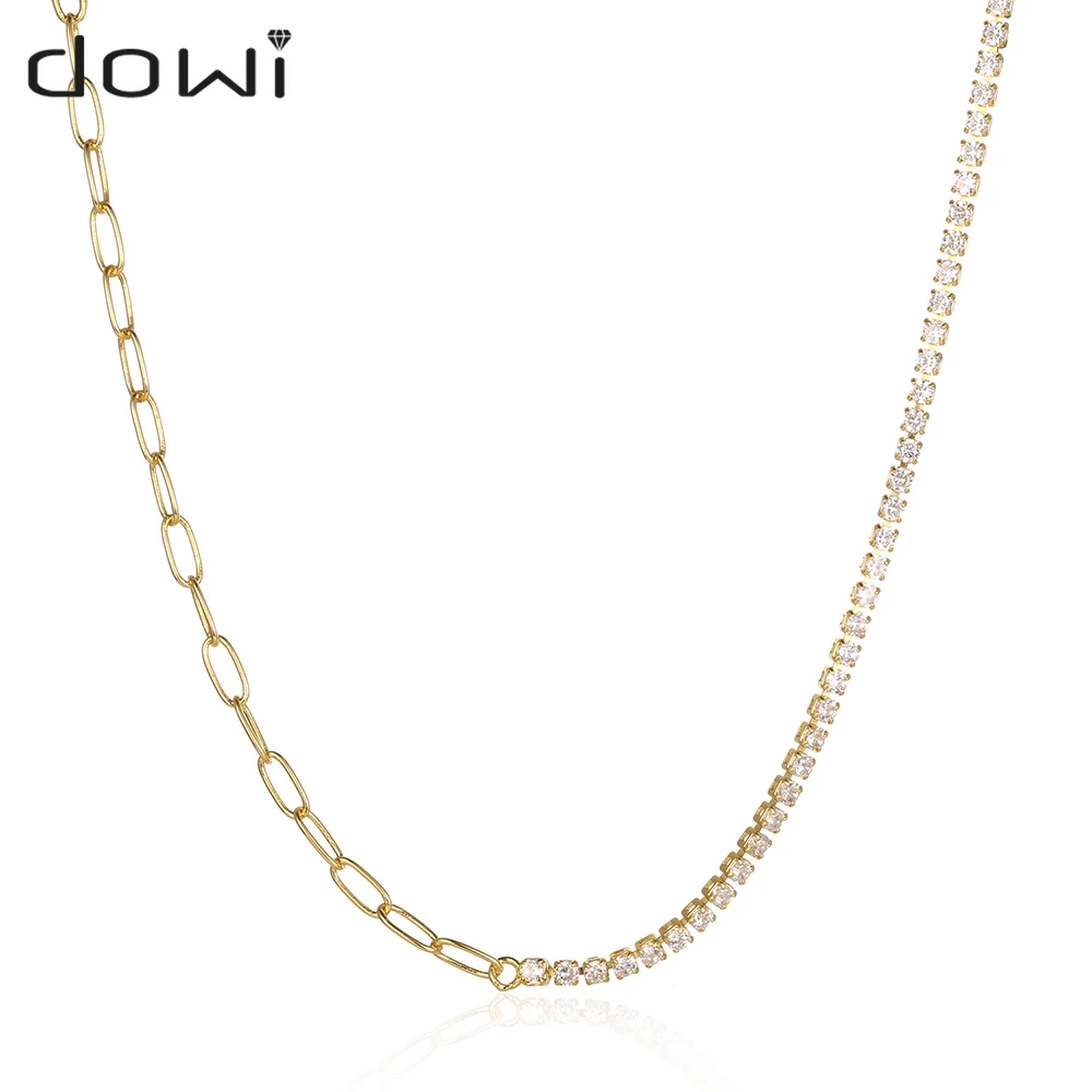 

Dowi 2022 Boho Chain Necklace Irregular Design with Black Green Blue Red Zircon for Women Simple Clavicle Fashion Jewelry Gift