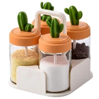 kitchen spice jar set glass cactus lid decor spice rack organizer seasoning box sugar powder container spice storage