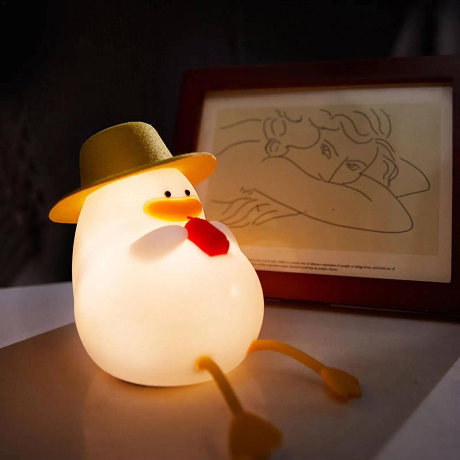 Silicone LED Duck Night Light Vacation Holiday Gift Creative Rechargeable Bedroom Atmosphere Desktop Decor Lamp