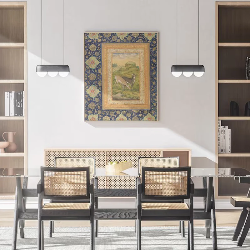 Античный Традиционный персидский узор Олень в ландшафте птица Цветы постер