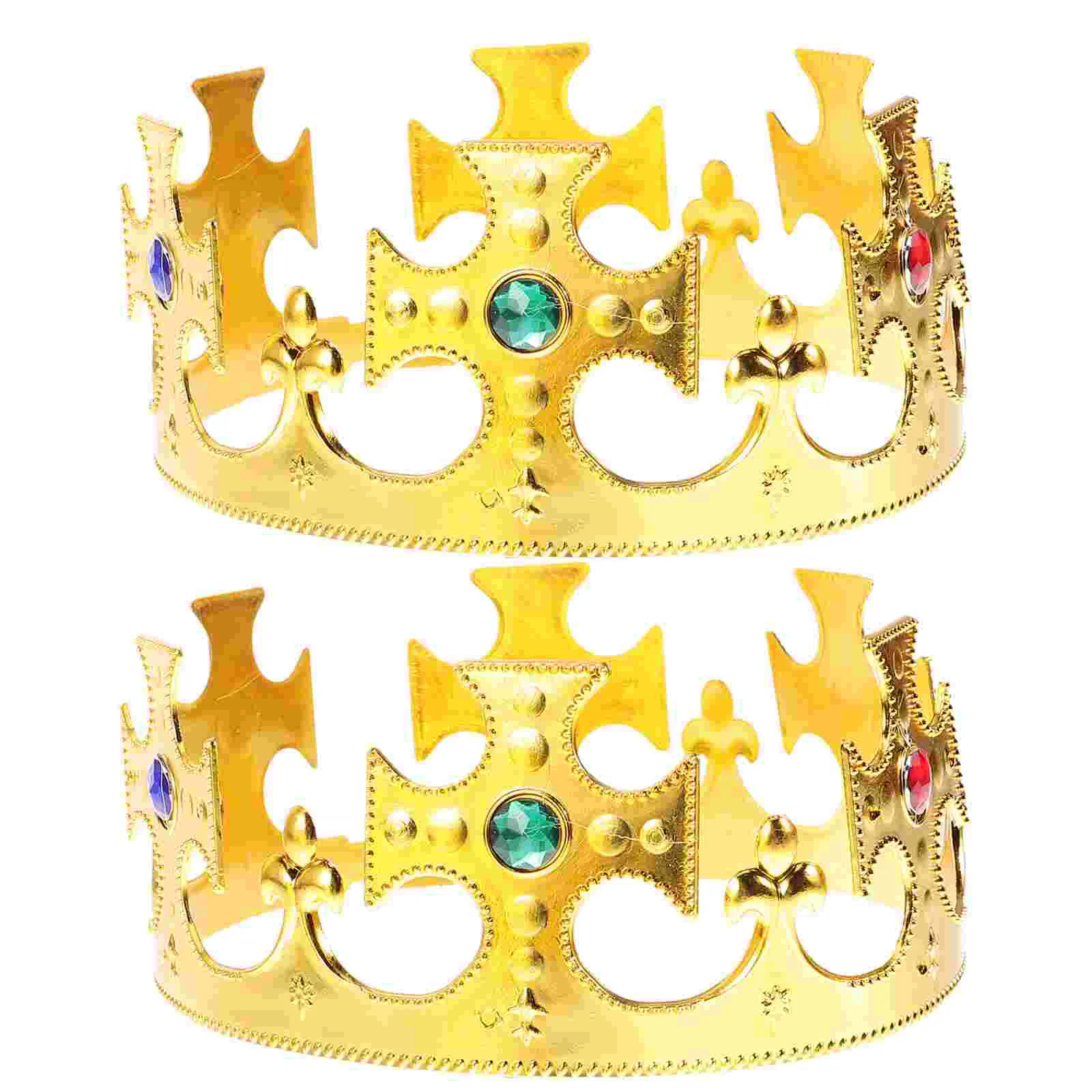 

2 Pcs Queen Crown Cross Royal Medieval Headgear Halloween Party King Plastic Plating Child