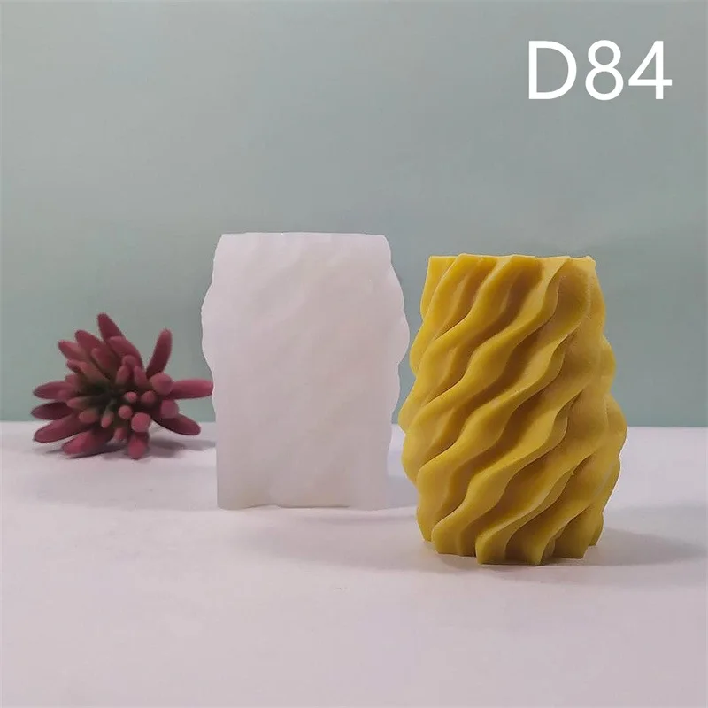 

D84 Cylindrical Twisted Waves Candle Silicone Mold Gypsum form Carving Art Aromatherapy Plaster Home Decoration Mold Handmade