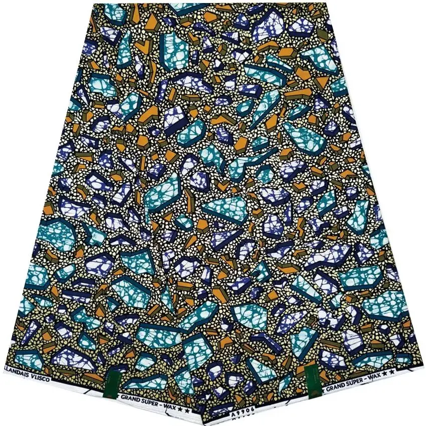 Высококачественная африканская восковая ткань блестящий золотой воск Золотая