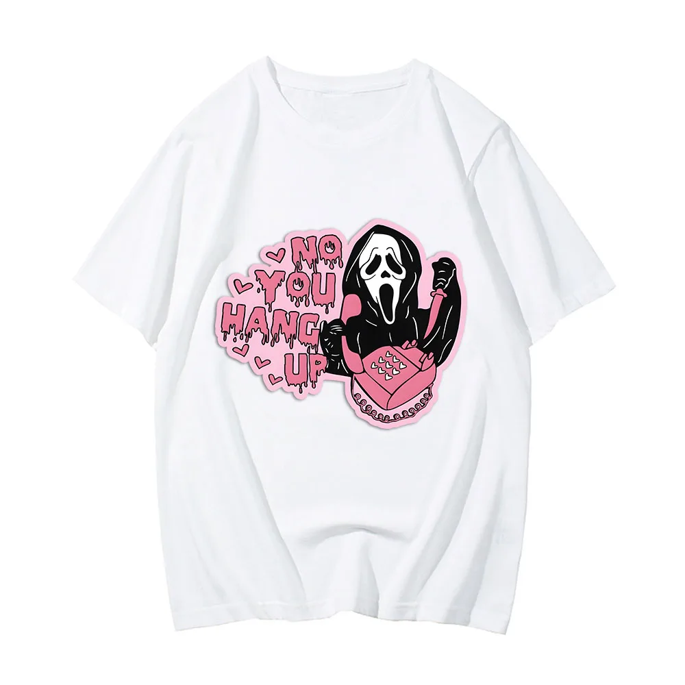 

Scream VI Ghostface Make A Call Graphic T-shirts MEN Harajuku T Shirts 100% Cotton Tshirts No You Hang Up Love Originality LOOSE