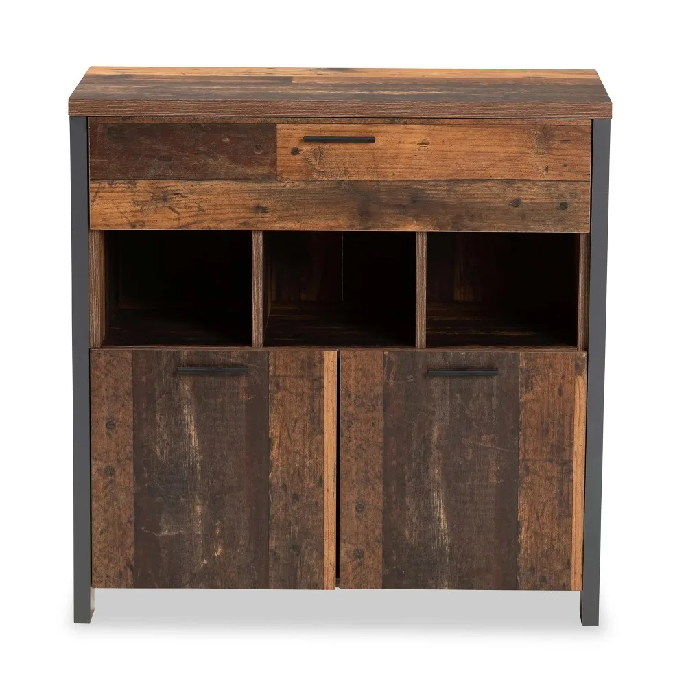 

Ranger Mid-Century современный двухцветный Деревенский коричневый и серый готовый деревянный Буфет с 1 выдвижным ящиком