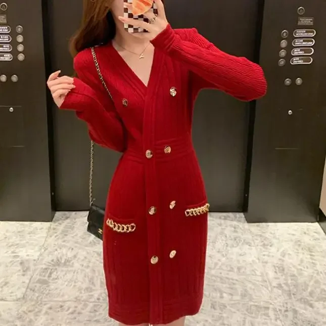 Твидовое женское осенне-зимнее вязаное платье чувственная ниша сладкая пряная