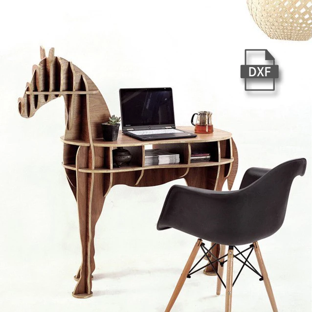 Best Offers Laser Cut Vector Horse Shaped Bookshelf DXF File Woodworking 3D Puzzle DIY for CNC Laser Engrave Machine