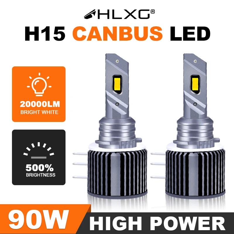 

Canbus H15 LED Bulbs No Error Headlight Wireless 12V 3570 Turbo Car Auto Headlamp Bulb 6000K Bright White 20000LM Resistor hlxg