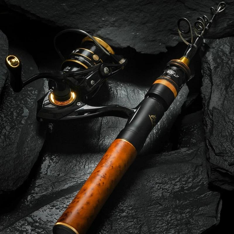 Удилище Bigbison Telescopic UL Lure Rod с катушкой для спиннинга, прямой рукояткой, кольцами Fuji O A, средней быстрой акцией, серия Golden Horn Pro. (art.: 3920dd05bc67a) - 3920dd05bc67a