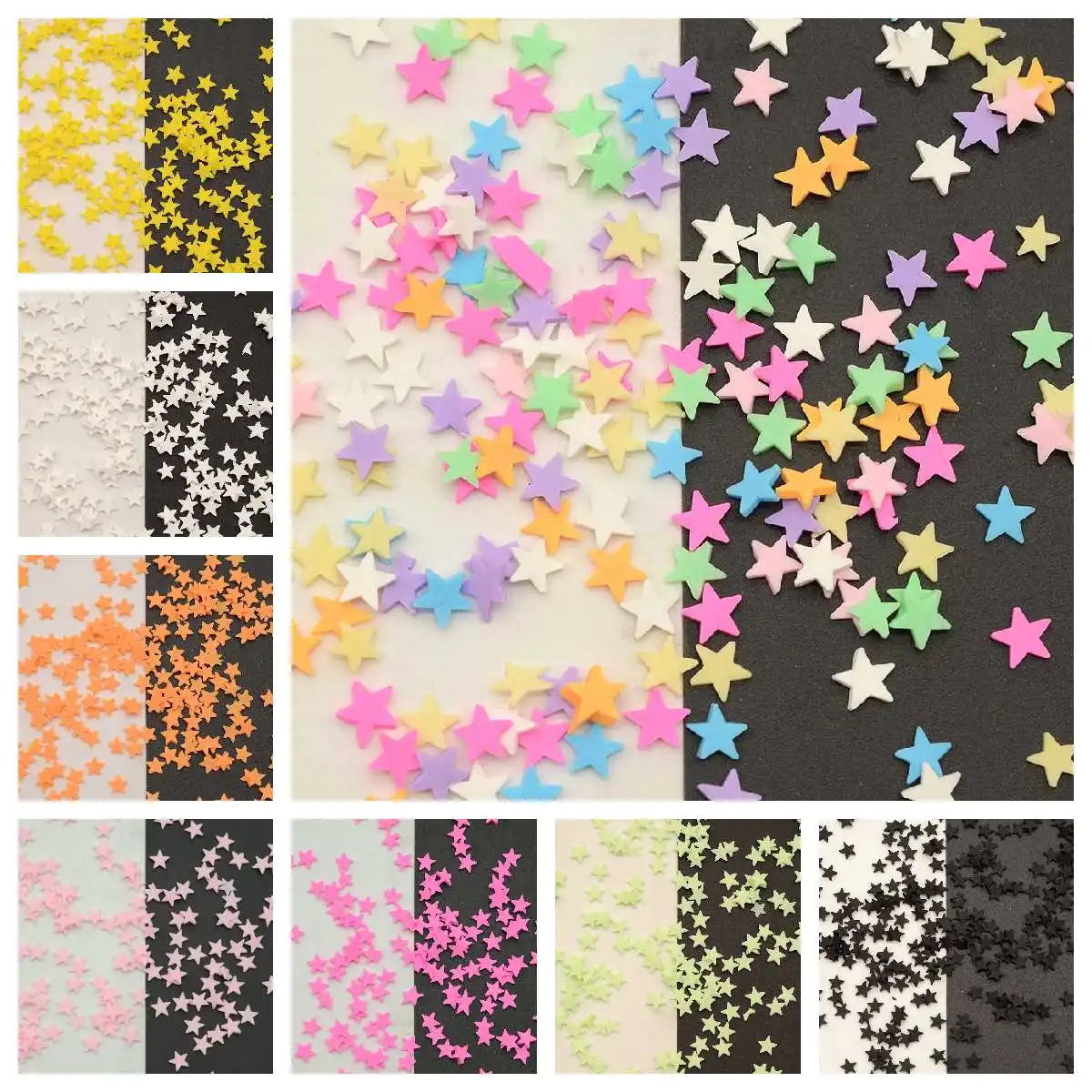 

100G/Lot 5mm Polymer Clay Slices Star Sprinkles Lovely Confetti for Crafts Making, DIY