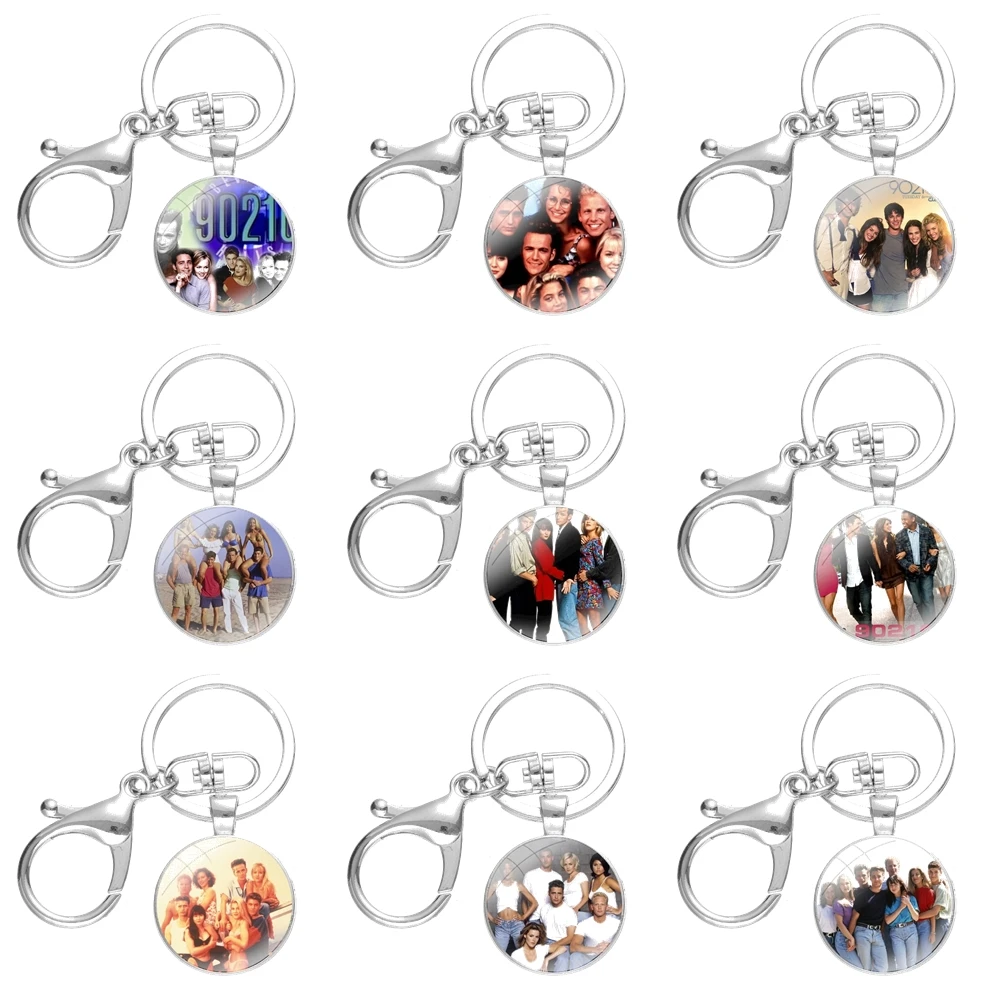 

Cute Cartoon Decor Lover Beverly Hills 90210 TV Series 1990 Keychains Handmade Glass Cabochon Alloys Key Rings Pendants Trinkets