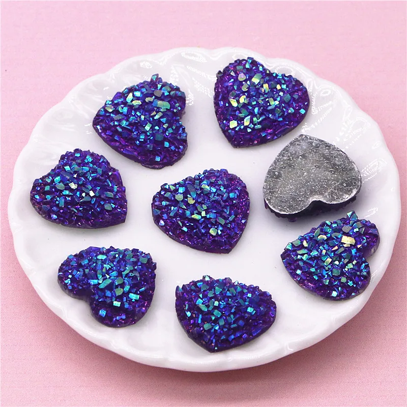 100 шт. 12 мм блестящие AB смолы сердце Друза каменная поверхность стразы для дома