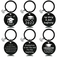 2022 best wishes graduation season stainless steel keychain classmates blessing of gift lettering metal round keyring pendant