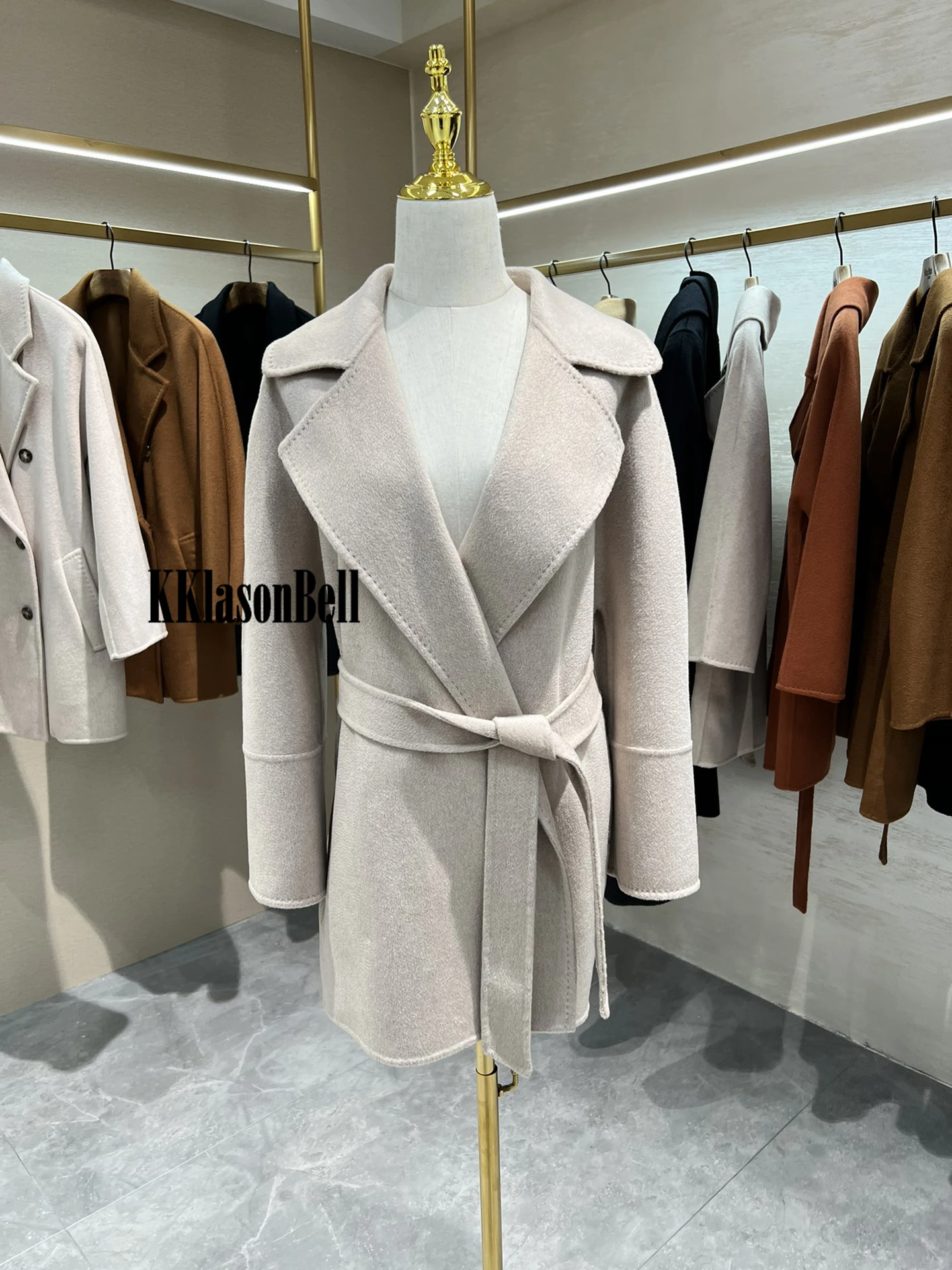 12 14 темпераментное кашемировое Женское пальто KKlasonBell с отложным воротником и