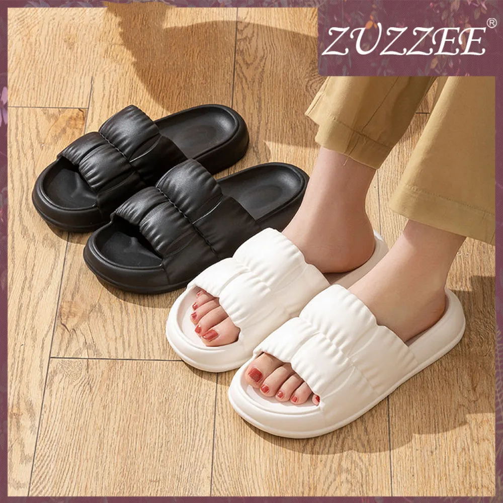 

Summer Leisure Flip Flops Women Men Soft Sole EVA Shoes Mute Thick Platform Anti-Slip Bathroom Indoor Outdoor Flat Sandals