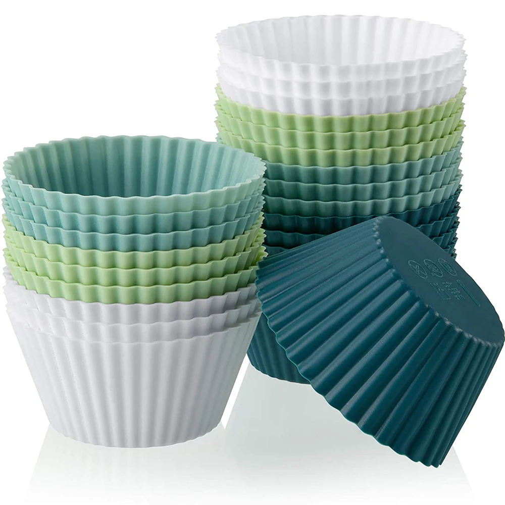 

12pcs Silicone Cake Mold Round Muffin Cupcake Baking Molds Reusable DIY Cake Decorating Silicon Mould Tools Baking Accessories