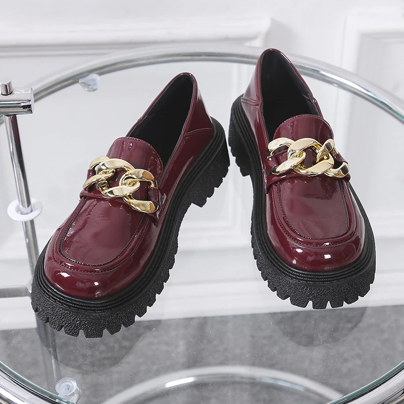 

Женские лоферы на платформе, винтажные туфли оксфорды без застежек на цепочке, туфли Лолиты на плоской подошве, Туфли Мэри Джейн, весна 2023