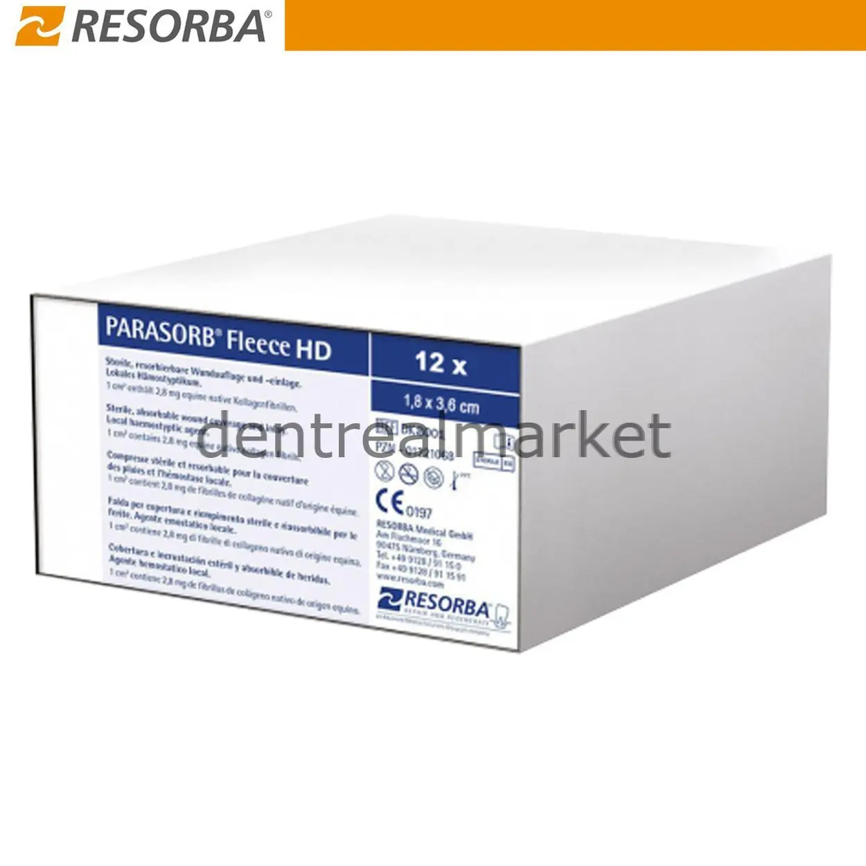 

Resorba Parasorb Fleece HD Collagen Sponge 18*36 mm-12 Pieces