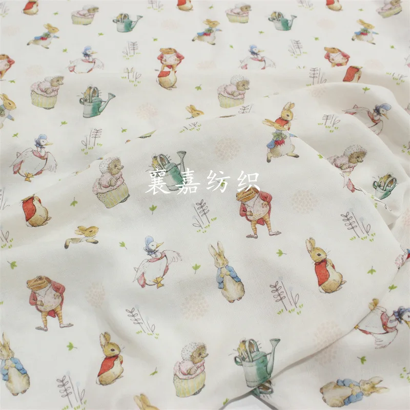 

50cm -500cm Bamboo Fiber Double Gauze Cloth Cartoon Digital Print Baby and Child Clothing Nightwear Bed Fabric