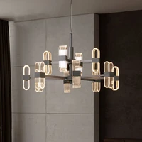 post modern luxury led chandeliers guide acrylic light arm glows pendant lights living dining room bedroom decora hanging lamps