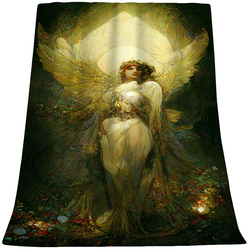 

Mucha Last Angel Eye Open Tarot Fantasy Artwork Retro Style Flannel Blanket By Ho Me Lili For All Seasons Applicable