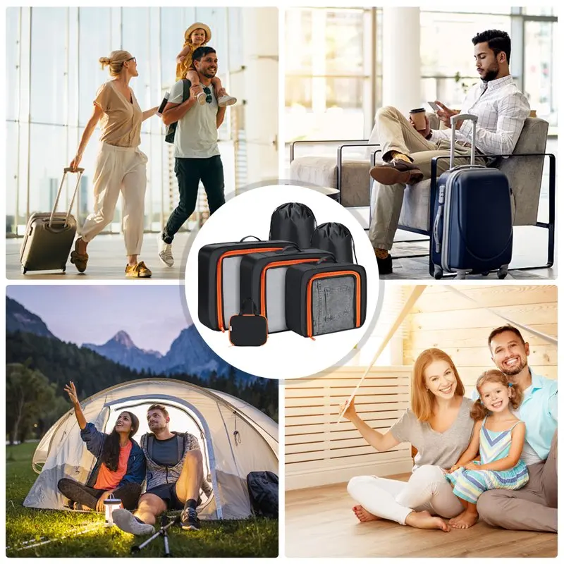 Packing Cubes for Suitcase, Travel Suitcase Organizer Bags Set, 8 Pcs Portable Luggage Storage Bags with Handle and Mesh, Lightw