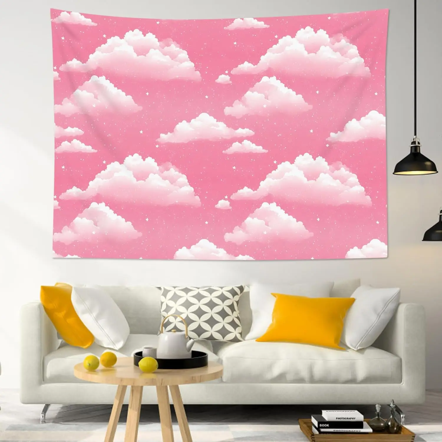 Розовый гобелен с облаком 100% полиэстер