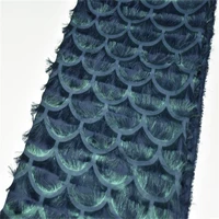 peacock green cut and gilded feather flower flow clothing fabric fashion dress dance graduation design jacquard fabric