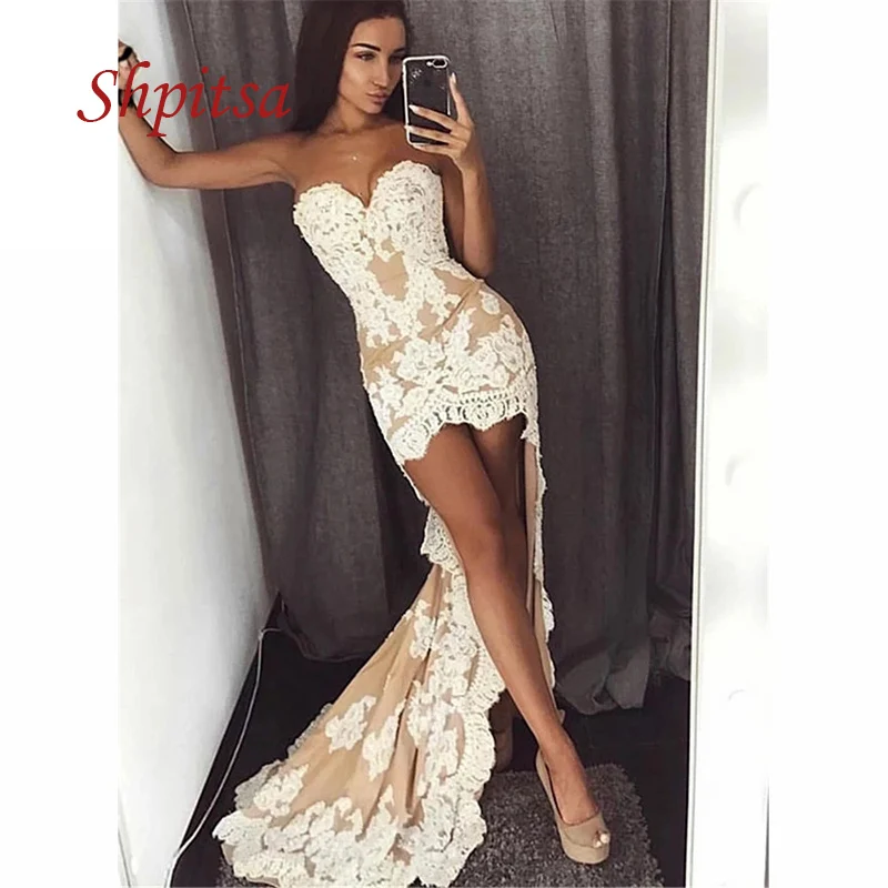 

Sexy Champagne Lace Short Cocktail Dresses Party Graduation Women Prom Plus Size Coctail Mini Semi Homecoming Formal Dresses