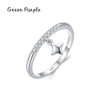 green purple authentic 925 sterling silver sparkling zircon stars pendant finger rings for women sterling silver jewelry j 1124