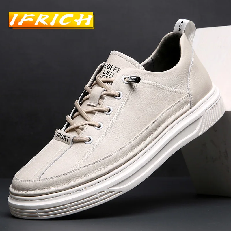 

Popular 2022 Casual Shoes For Men Black Black Leather Man Sneakers Good Quality Mens Walking Footwear Fashion Lace Up Sneakers