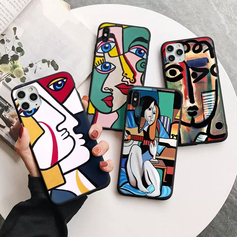 

Free Shipping Abstract Art Painting Phone Case For iPhone 11 12 13 14 Pro XS MAX Mini 8 7 6 6S Plus X SE 3 2022 2020 XR Silicone