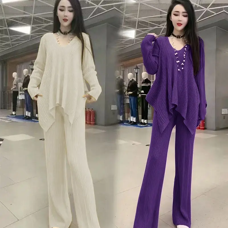 Плиссированный пуловер с v-образным вырезом и длинными рукавами повседневные