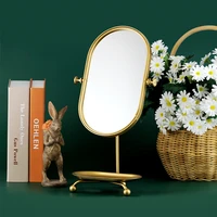 desk flexible gold vanity bathroom mirror makeup standing cosmetic table mirror aesthetic room decor espelho decoration home