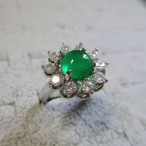 

Creative new diamond flower egg round opening adjustable ring retro aristocratic light luxury charm female silver jewelry