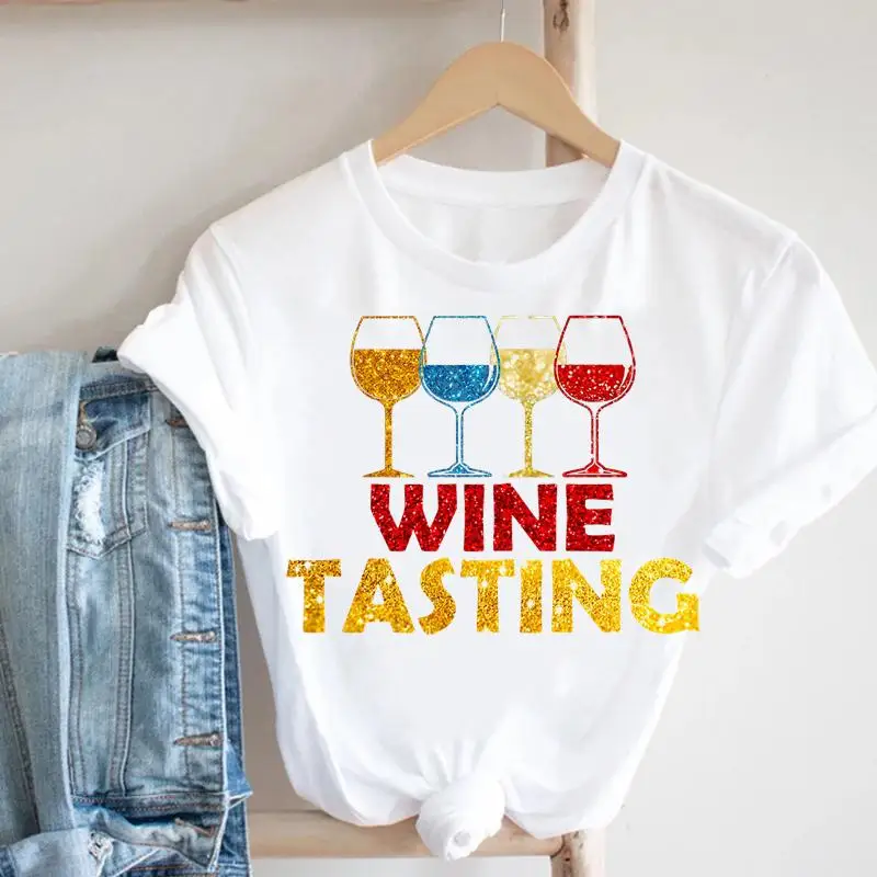 

Short Sleeve Women Letter Lovely Wine Love Cute Fashion Clothing Nice Summer Pretty Casual Tshirt Top Graphic Tee T-shirt