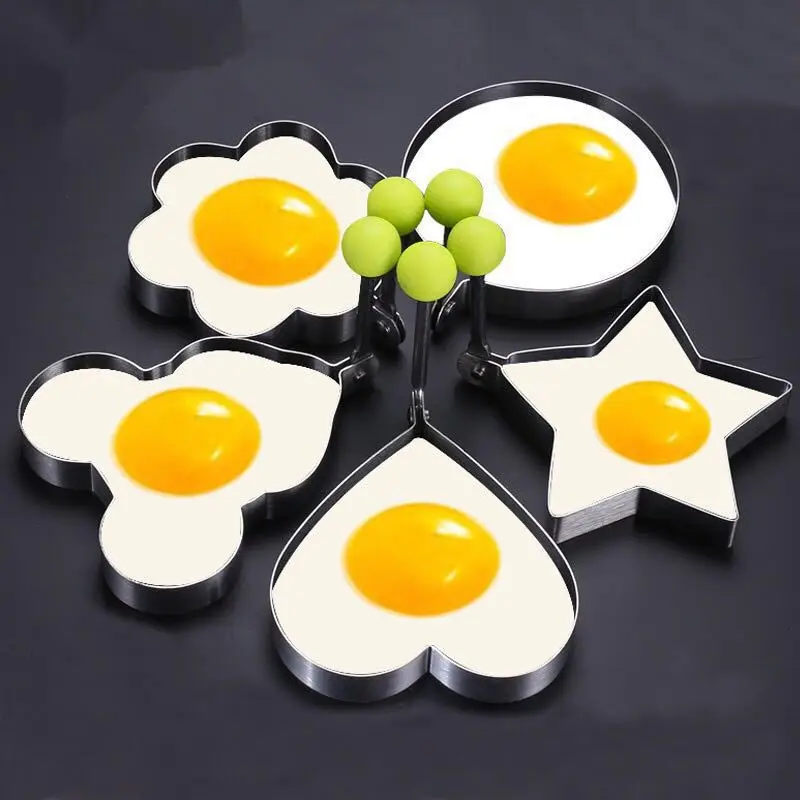 

Stainless Steel 5Style Fried Egg Pancake Shaper Omelette Mold Mould Frying Egg Cooking Tools Kitchen Accessories Gadget Rings