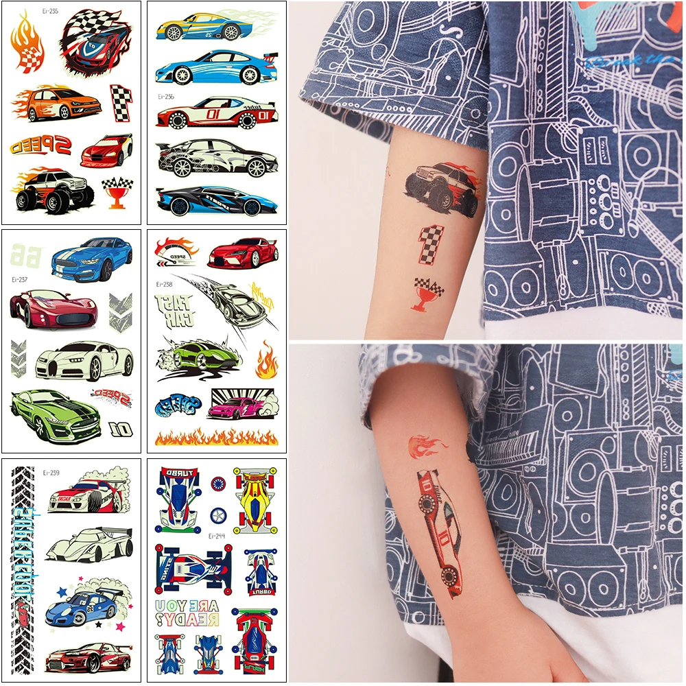 Светящиеся Татуировки для детей временные татуировки мальчиков наклейки