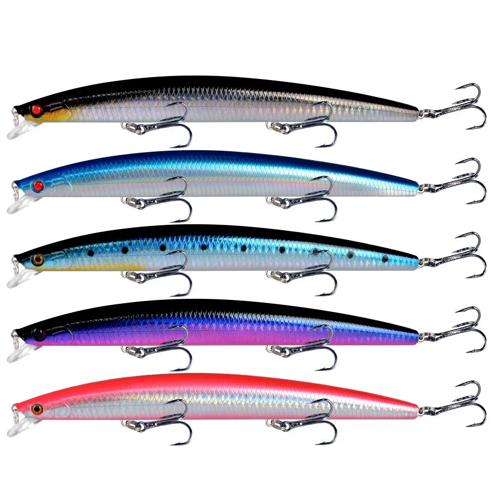 

Big Long Sea Bass Mino Lures 18cm 24g 2# Hooks Artificial Trolling Crank Spinning For Pike Hard Baits All Water Fishing Tackle