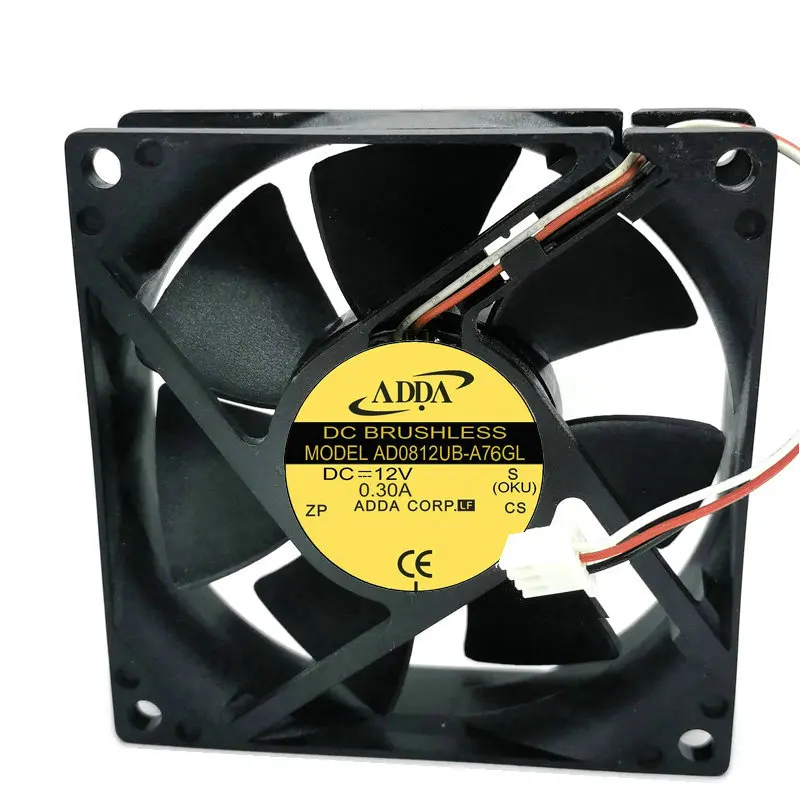 

8CM AD0812UB-A76GL 8025 12V 0.30A 3Wire Cooling fan 80*80*25mm AD0812XB-A73GL 0.55A