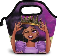 african american women lunch bag black girl handbag lunch kit insulated cooler box for travel picnic work school reusable