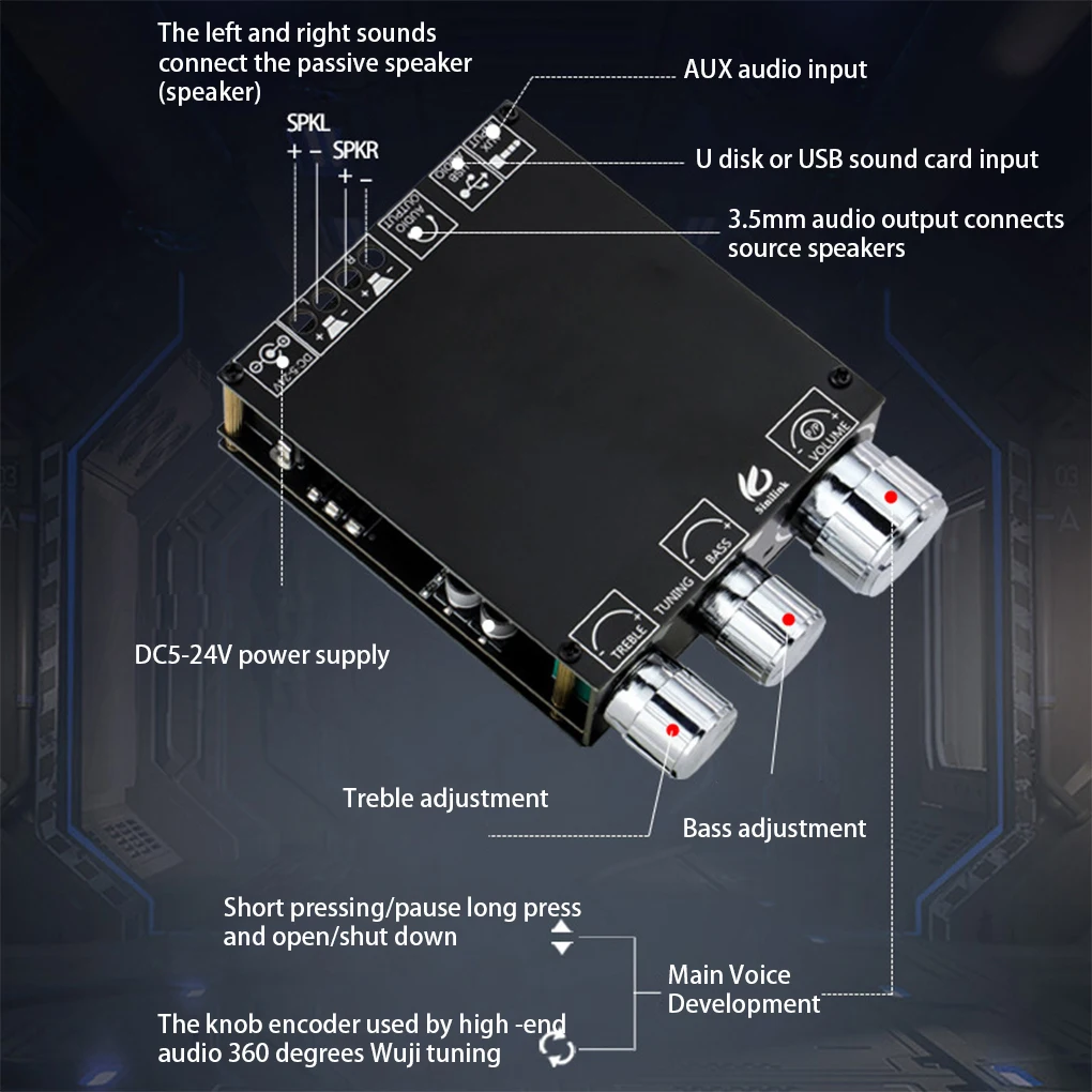 

Bluetooth-compatible Amplifier Board Audio Amp Speaker