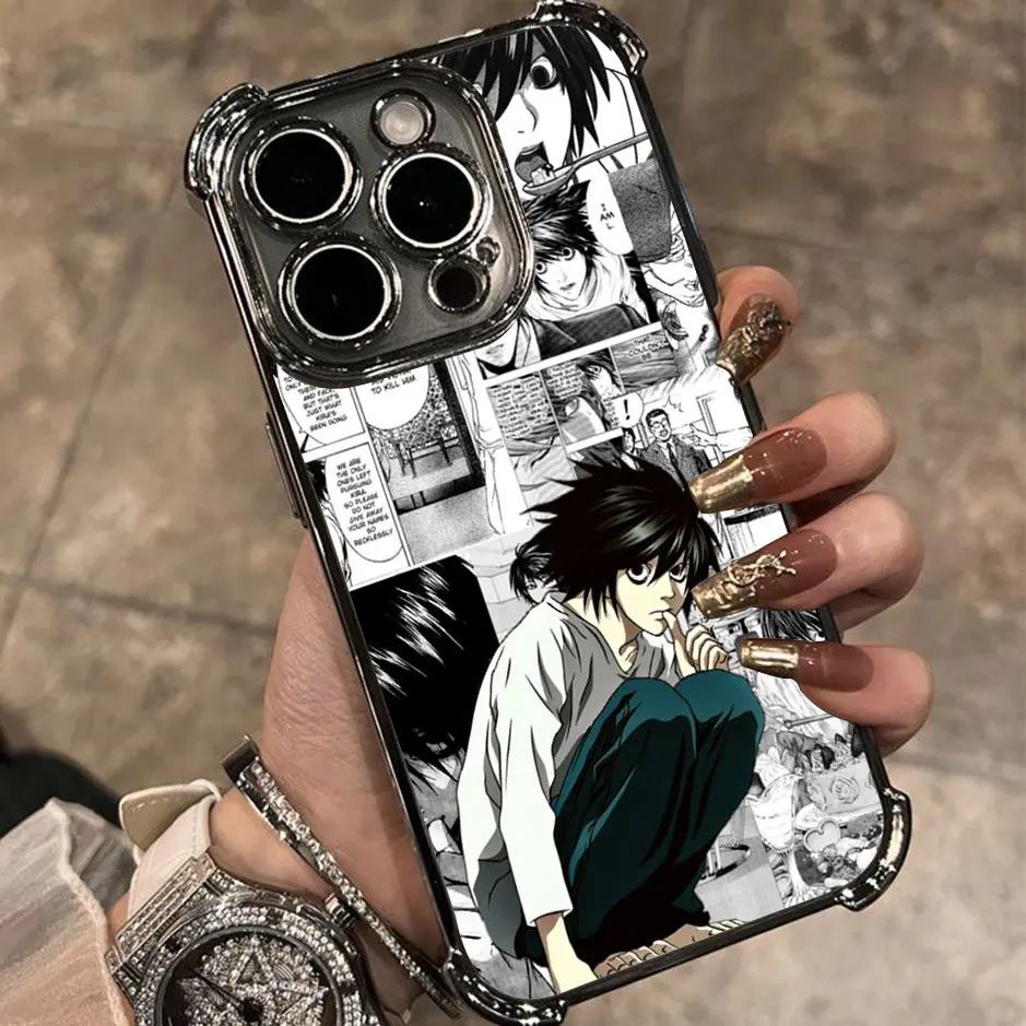 Фото Чехол для телефона Death Note Plating для Xiaomi Redmi A3 14C 13C 12C K50 K40 Note 14 13 12 11 10 9S Pro Plus 4G 5G с защитой от падения подушки безопасности №5