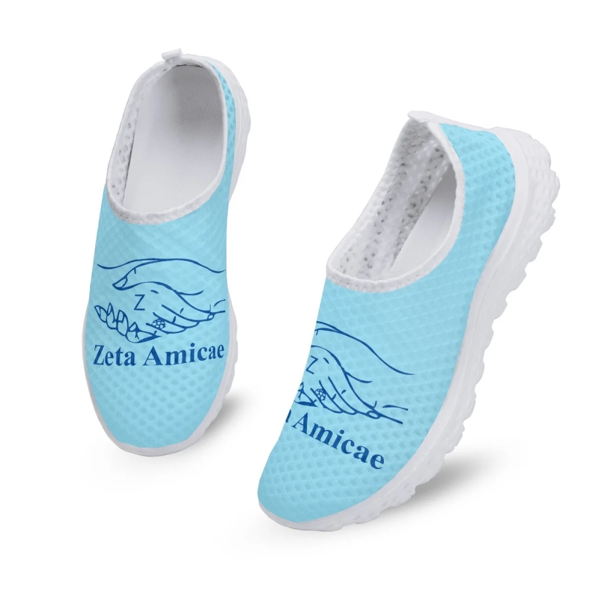 Blue Flats Women Shoes Zeta Amicae Pattern Fashion Air Mesh Casual Ladies Sneakers Summer Slip on Beach Outdoor Walking Footwear