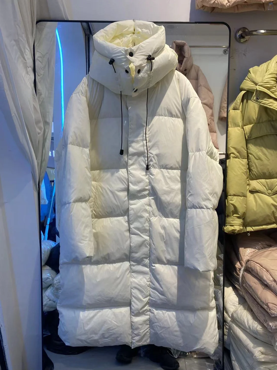 New 2023 Woman Duck Down Coat Long Parkas for Ladies Female Girls Winter -30 Thick Windbreaker Hooded Extra Large Oversize 90kgs