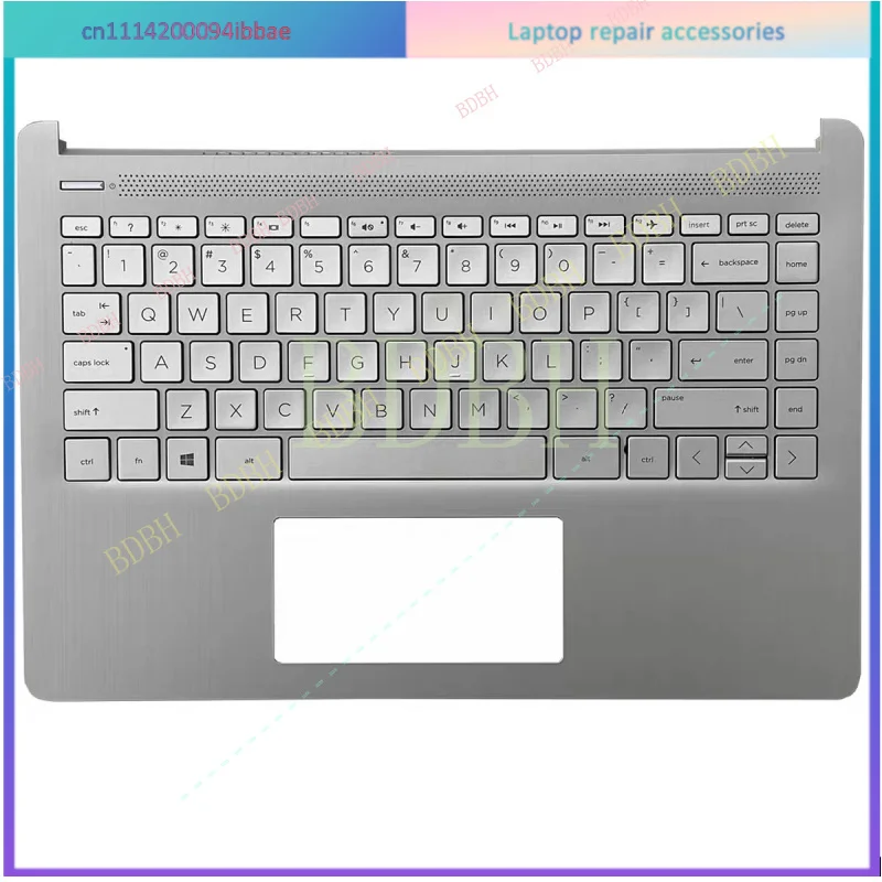 Фото Оригинальная клавиатура с подставкой для рук для HP 14-DQ 14-FQ 14T-DQ 14S-DQ, серебристая, L88200-001 №1
