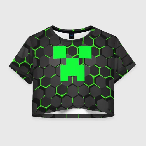 Фото Женская футболка Crop-top 3D  MINECRAFT CREEPER | КРИПЕР №1