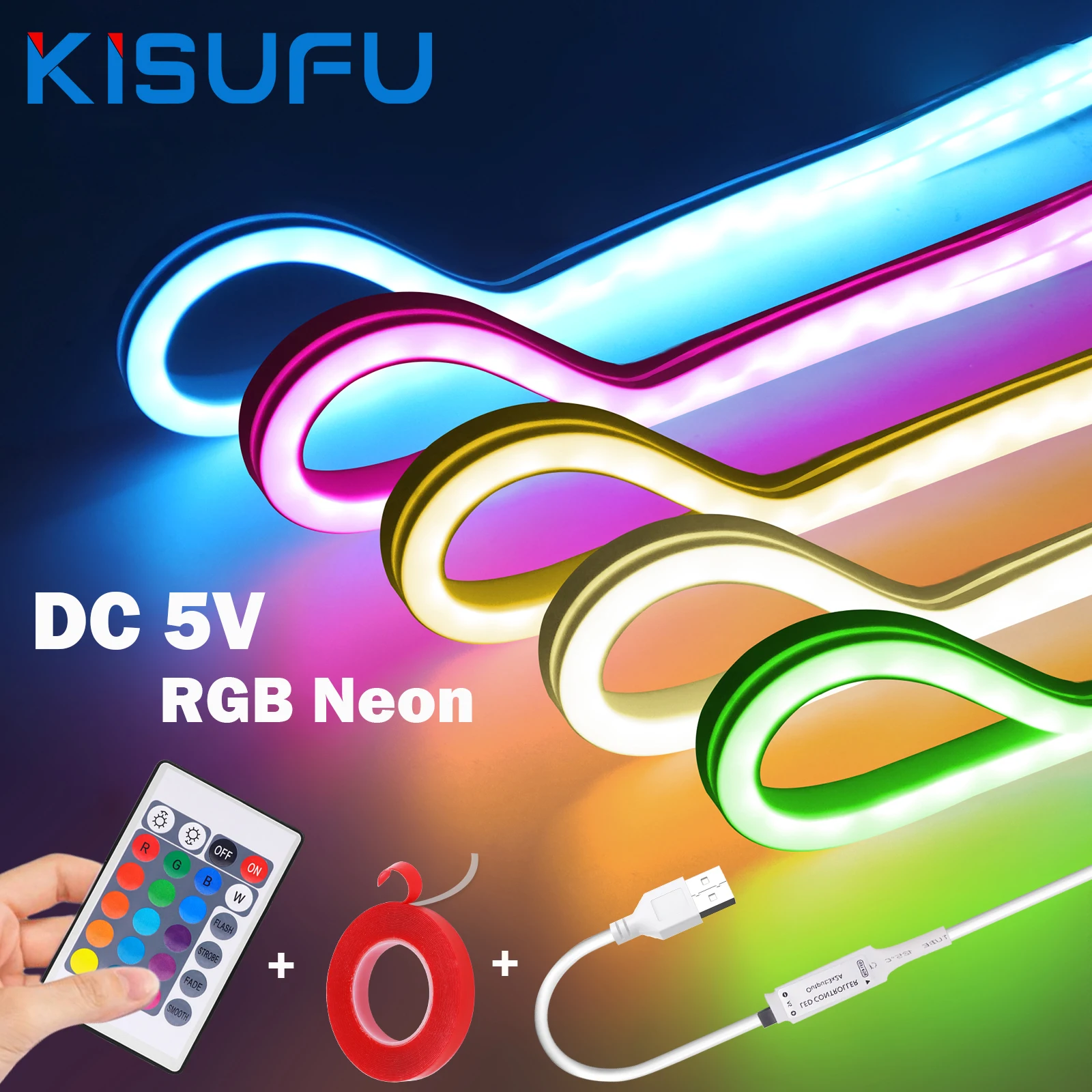 5V USB RGB LED Neon Streifen Lichter Mit Fernbedienung 1M 2M 3M 5M Flexible Silikon Band Klebeband Für Outdoor Home Decor